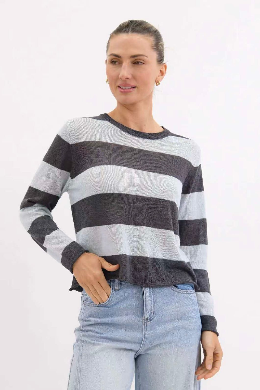 Loom Linen Blend Knit Blue Grey Worthier