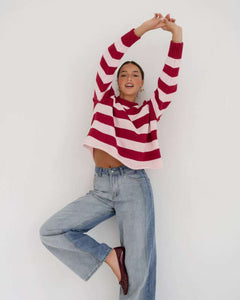 Marsila Knit Jumper Pink Red Stripe