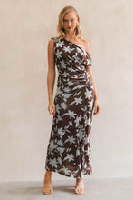 Load image into Gallery viewer, Morea Maxi Dress Brown Blue Floral
