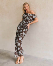 Load image into Gallery viewer, Morea Maxi Dress Brown Blue Floral
