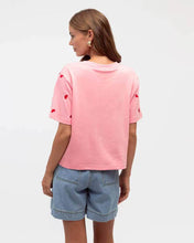Load image into Gallery viewer, Heart Embroidered Cotton Tee Pink
