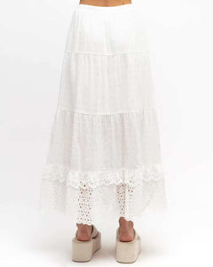 Sirene Boho Midi Skirt White