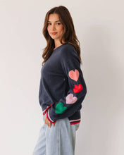 Load image into Gallery viewer, Heart Sleeve Knit Jumper Navy | Label Of Love
