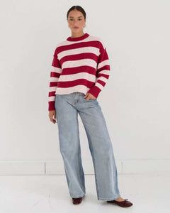 Marsila Knit Jumper Pink Red Stripe