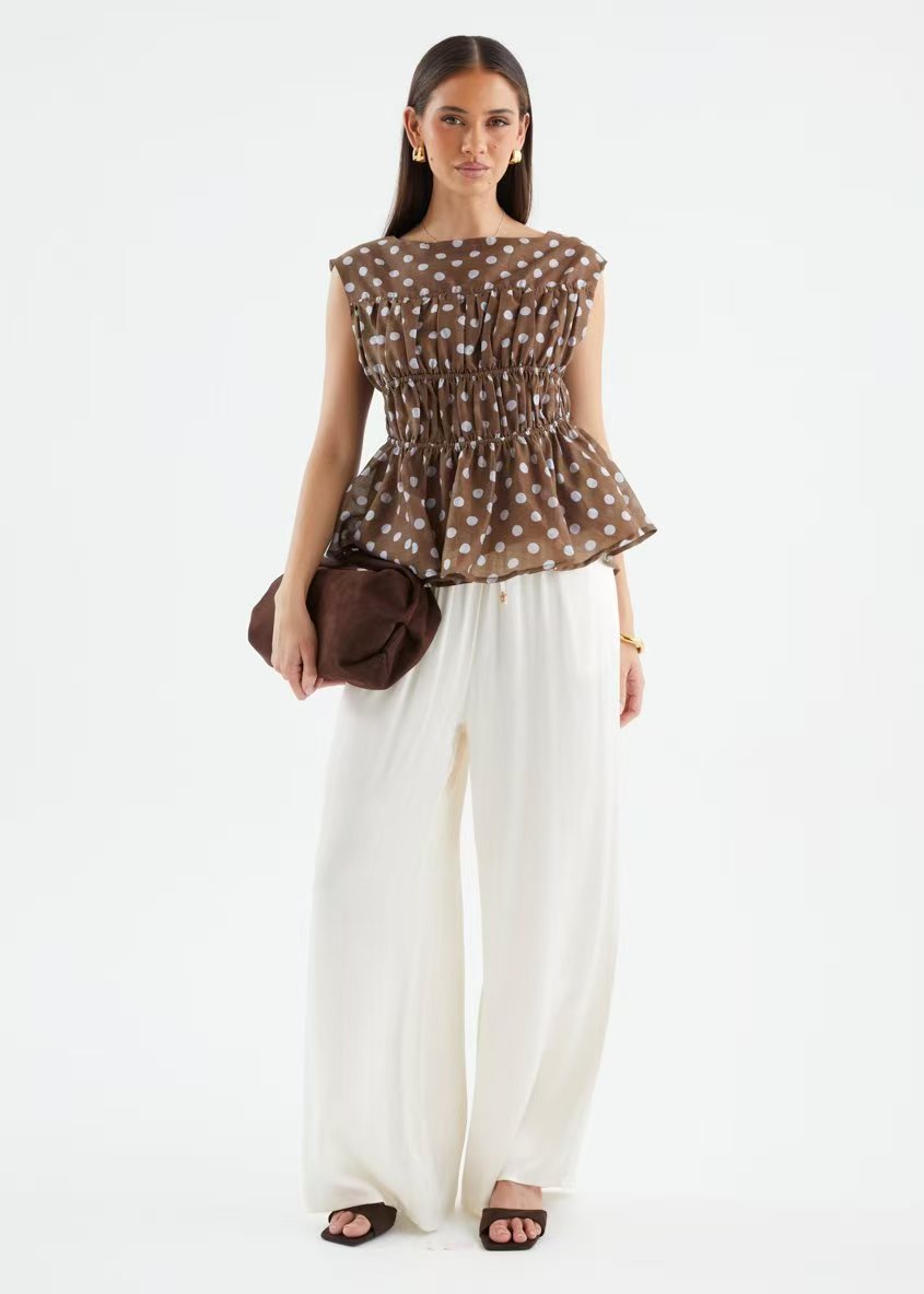 Ellody Polka Dot Top Choc