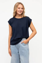 Load image into Gallery viewer, Cap Sleeve Tuck Tee Navy | Label Of Love
