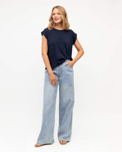 Load image into Gallery viewer, Cap Sleeve Tuck Tee Navy | Label Of Love
