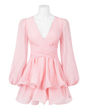 Load image into Gallery viewer, Femi Balloon Sleeves Mini Dress Pink
