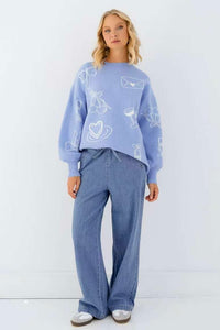 Pretty In Bows Knit Jumper Blue