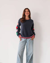 Load image into Gallery viewer, Heart Sleeve Knit Jumper Navy | Label Of Love
