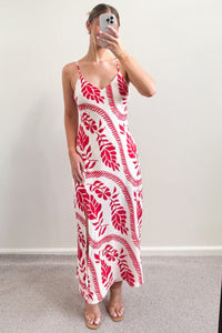 Hari Maxi Dress Red Flowers