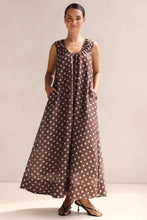 Load image into Gallery viewer, Indra Maxi Dress Choc Polka Dots
