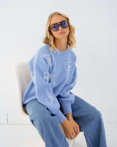 Pretty In Bows Knit Jumper Blue