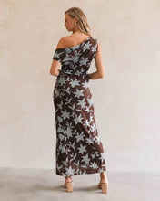 Load image into Gallery viewer, Morea Maxi Dress Brown Blue Floral
