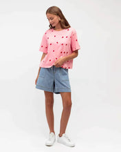 Load image into Gallery viewer, Heart Embroidered Cotton Tee Pink
