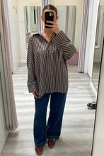 Load image into Gallery viewer, Emma Stripe Shirt Choc | Paper Heart
