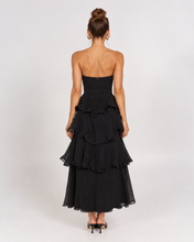 Load image into Gallery viewer, Gemma Strapless Layered Maxi Dress Black
