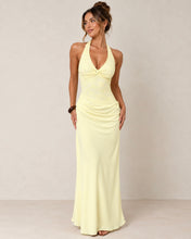 Load image into Gallery viewer, Lina Halter Maxi Dress Lemon
