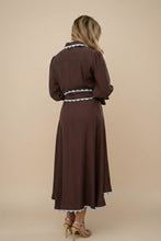 Load image into Gallery viewer, Fria The Label Lace Trim Godet Dress Chocolate
