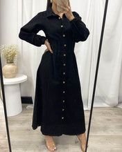 Load image into Gallery viewer, Aradia Long Sleeve Denim Dress Black
