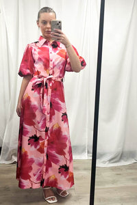 Carmen Maxi Dress Pink Orange Floral