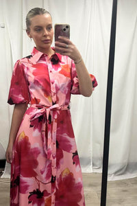 Carmen Maxi Dress Pink Orange Floral