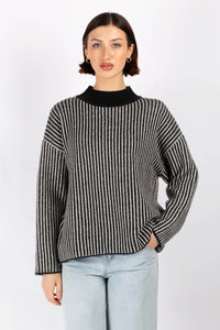 Janni Knit Black White Stripe