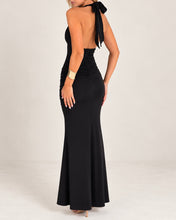 Load image into Gallery viewer, Emily Halter Neck Maxi Dress Black
