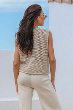 Load image into Gallery viewer, Aria Gold Button Knit Vest Latte
