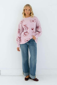 Pretty In Bows Knit Jumper Pink