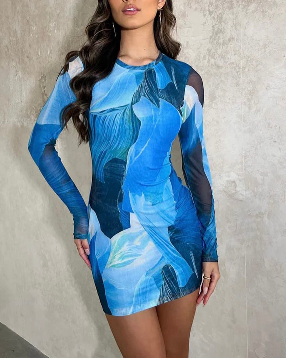 Santori Mesh Dress Blue