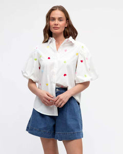Amore Heart Cotton Shirt White