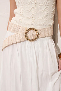 Carmen Straw Metal Belt Beige