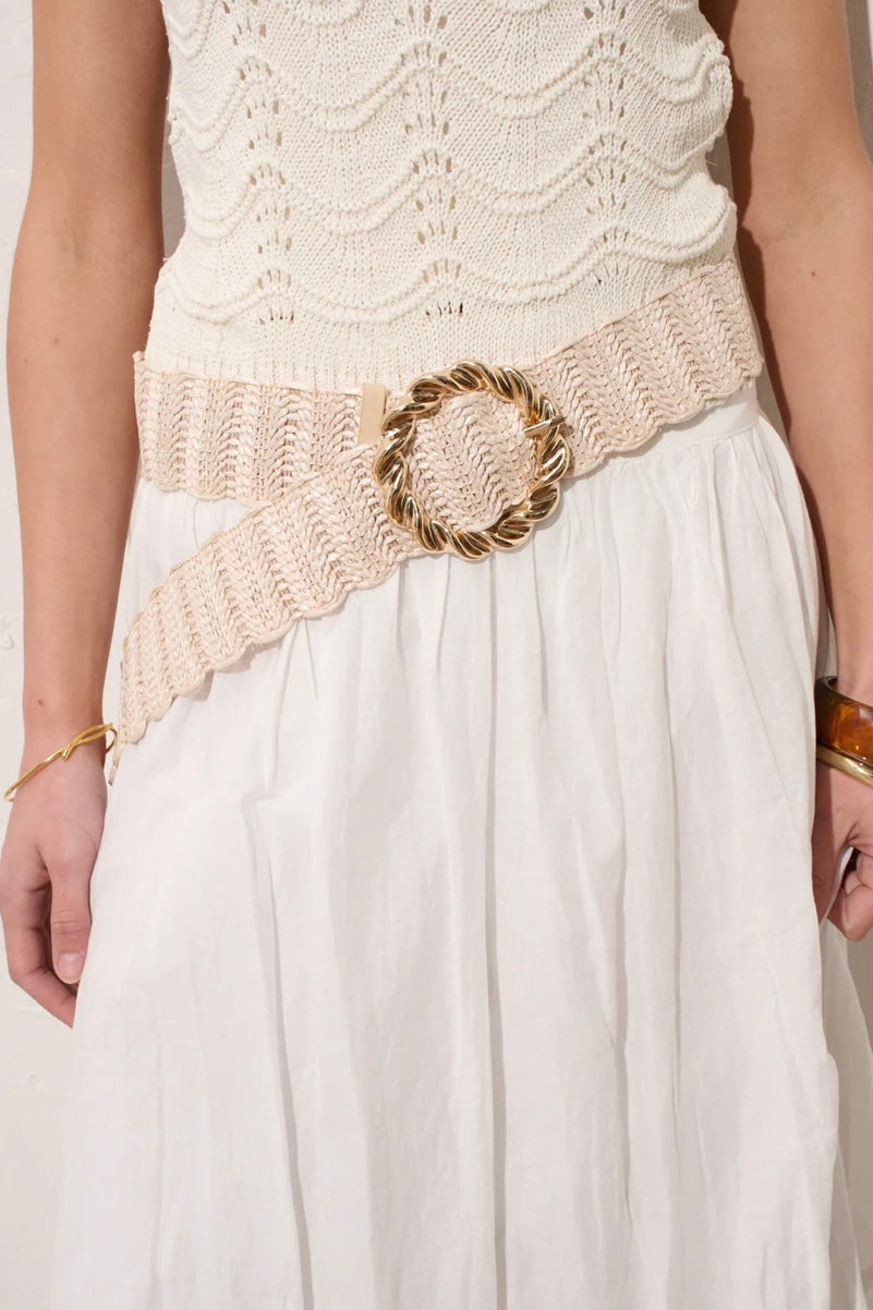 Carmen Straw Metal Belt Beige