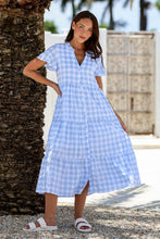 Load image into Gallery viewer, Bonnie Midi Dress Blue Gingham
