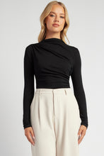 Load image into Gallery viewer, Ruched Details Jersey Top Black
