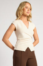 Load image into Gallery viewer, Aveline Jersey Top With Gold Buckle Beige
