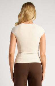Aveline Jersey Top With Gold Buckle Beige