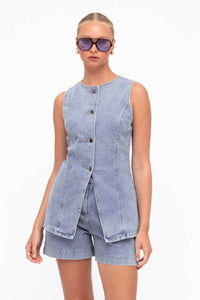 Paper Heart Jamma Denim Vest Mid Wash