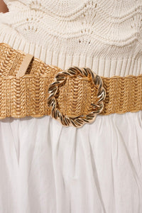 Carmen Straw Metal Belt Tan
