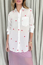 Load image into Gallery viewer, Heart Embroidery Cotton Shirt White
