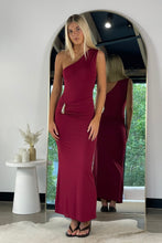 Load image into Gallery viewer, Grace One Shoulder Dress Burgundy
