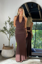 Load image into Gallery viewer, Talara Halter Maxi Dress Brown Lace
