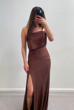 Load image into Gallery viewer, Tallow One Shoulder Maxi Dress Choc
