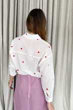 Load image into Gallery viewer, Heart Embroidery Cotton Shirt White
