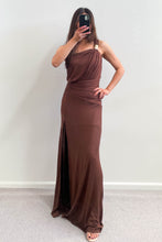 Load image into Gallery viewer, Tallow One Shoulder Maxi Dress Choc
