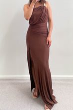 Load image into Gallery viewer, Tallow One Shoulder Maxi Dress Choc
