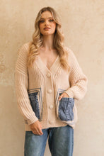 Load image into Gallery viewer, Zola Denim Detail Knit Cardi
