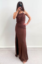 Load image into Gallery viewer, Tallow One Shoulder Maxi Dress Choc
