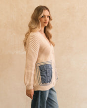 Load image into Gallery viewer, Zola Denim Detail Knit Cardi
